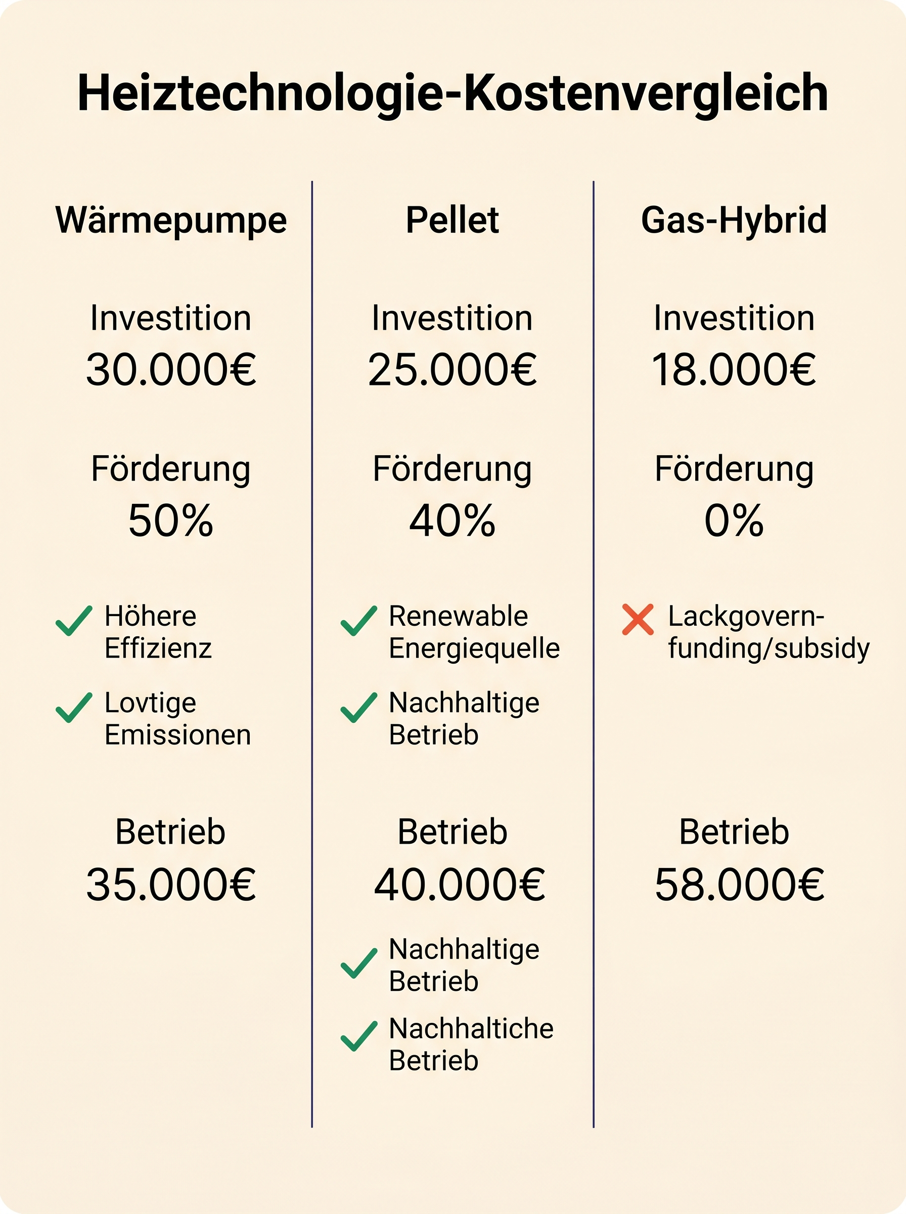 Heiztechnologie-Kostenvergleich