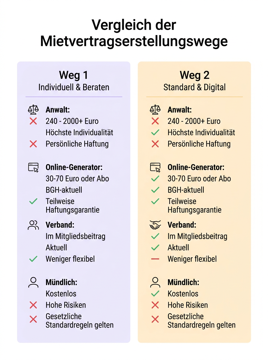 Vergleich der Mietvertragserstellungswege