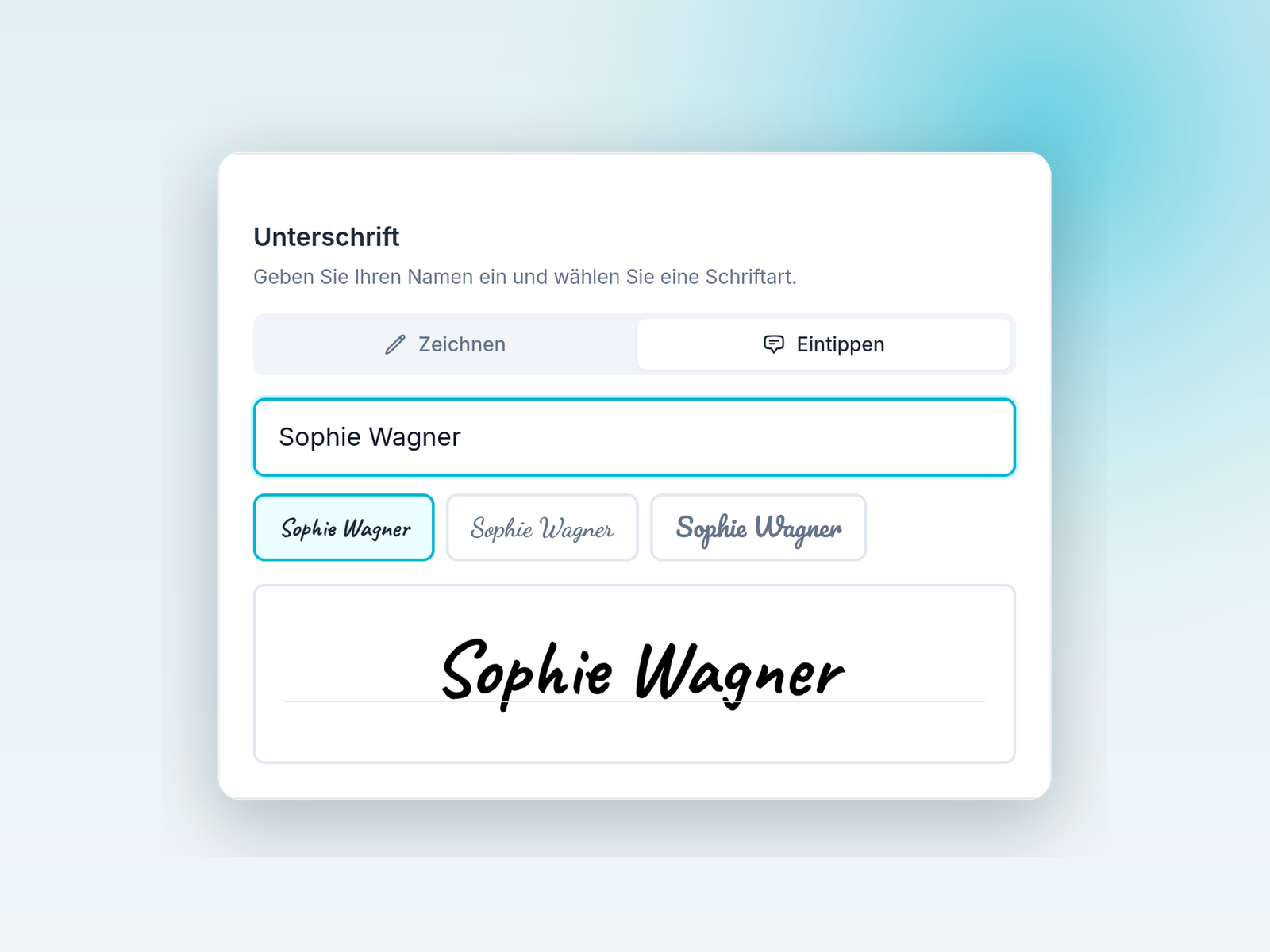 Mieter unterschreibt den Mietvertrag ohne Login im Browser